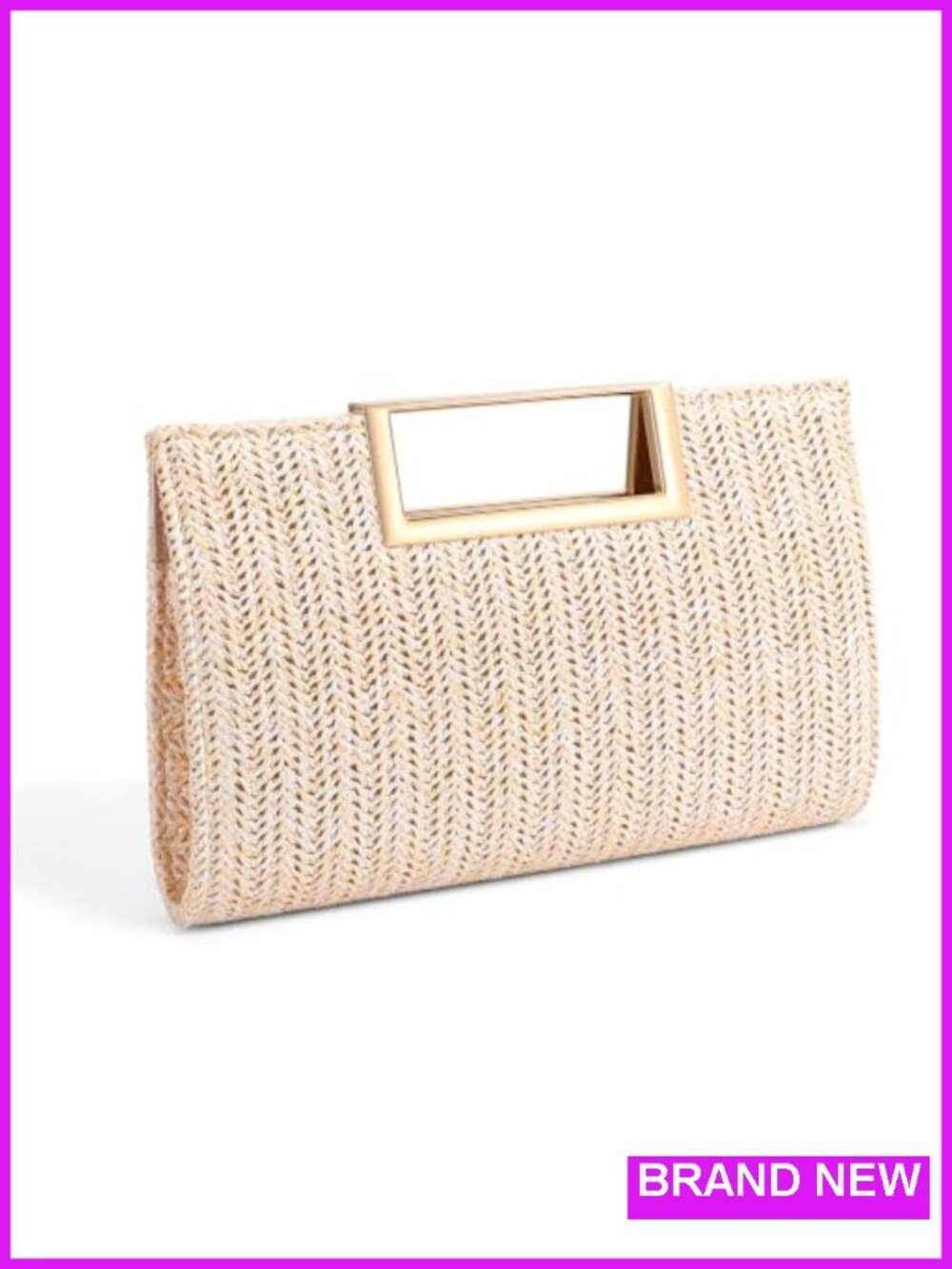 Straw Clutch Purse with Detachable Chain for Wedding Party Evening Bag